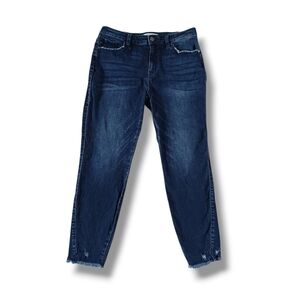 KanCan Womens Skinny Jeans Ankle Dark Wash Stretch Raw Hem Midrise Size 31 32x27
